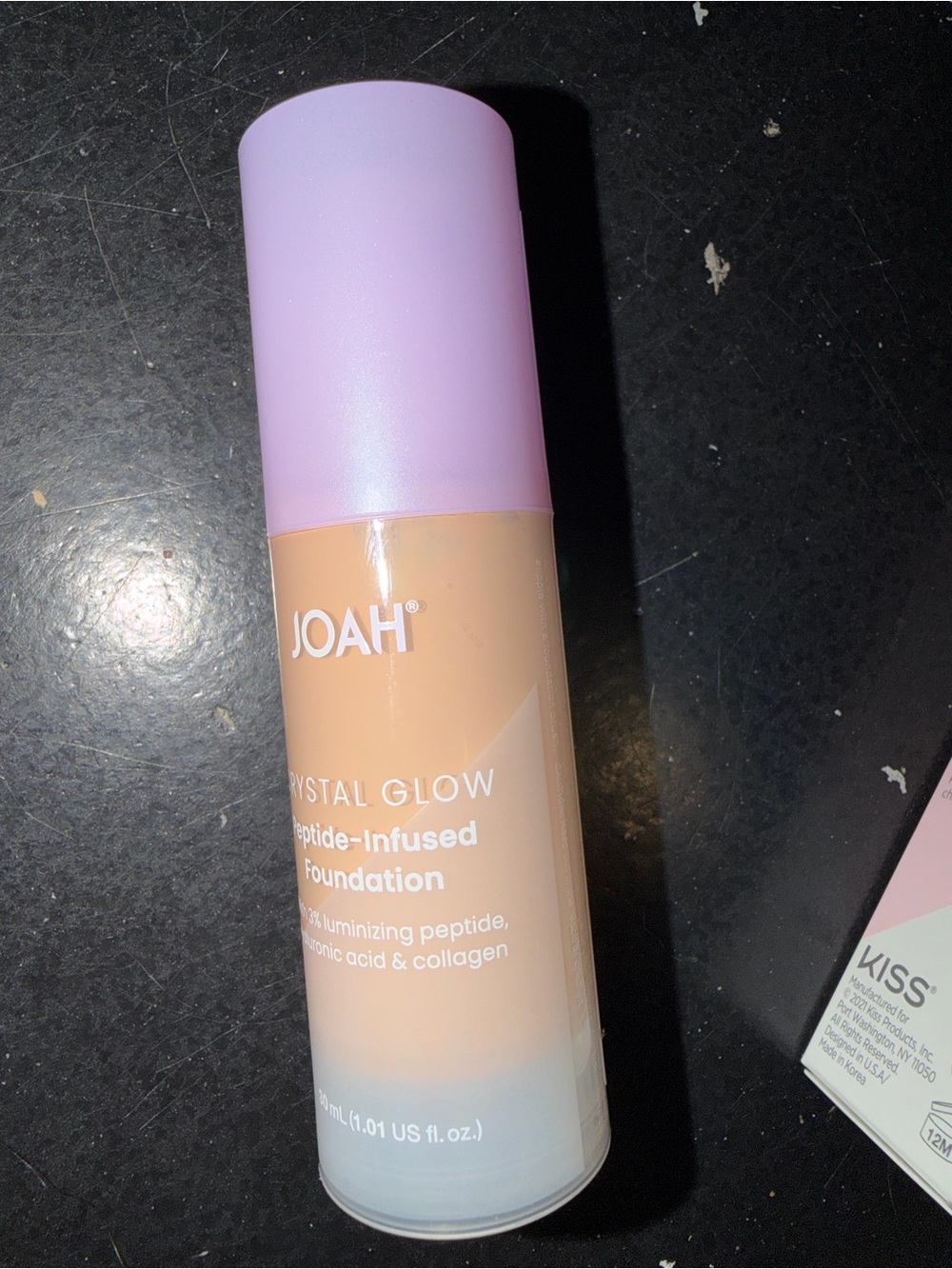 J.O.A. Crystal Glow Peptide-Infused Foundation — Light Beige with Lilac Cap